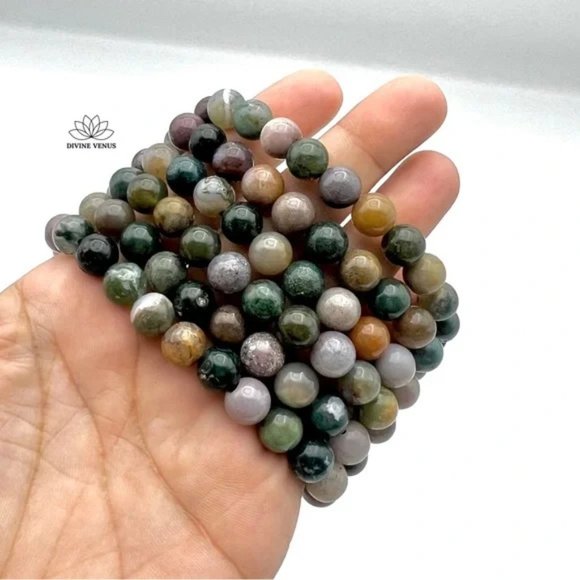 Indian Agate Beaded Stretch Bracelet - Picture 4 of 4